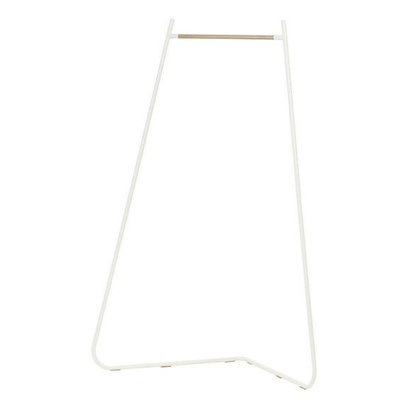 IRIS USA Stylish Corner Clothes Rack for Hanging Clothes, Easy to Assemble, Freestanding Metal Sturdy Garment Rack, Small Space Storage Solution, Modern Versatile Design, Boutique Style, White