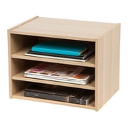 IRIS Modular Wood Stacking Storage Box with Shelf, Light Brown