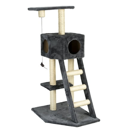 IRIS Three Tier Plush Cat Tree, Gray/Beige