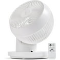thumbnail image 1 of IRIS USA WOOZOO Fan with Remote, 360° Oscillating Fan, Desk Fan, Table Air Circulator, 3 Speeds, 52 ft Air Distance, Low Noise Motor, 13 Inches, White, 1 of 8