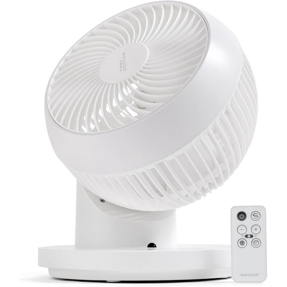 IRIS USA WOOZOO Fan with Remote, 360 Oscillating Fan, Desk Fan, Table Air Circulator, 3 Speeds, 52 ft Air Distance, Low Noise Motor, 13 Inches, White