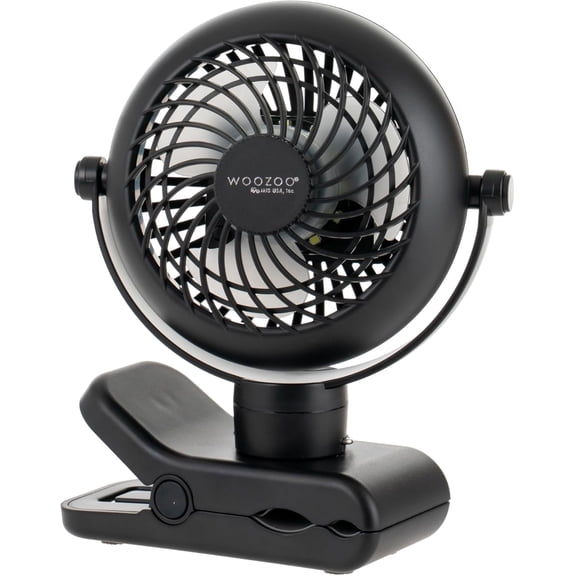 IRIS USA WOOZOO 3.5" Cordless Portable Clip On Fan, USB-C Rechargeable, Black