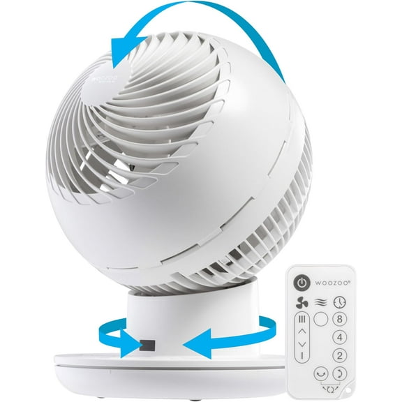 IRIS USA WOOZOO Fan with Remote, Oscillating Fan, Desk Fan, Table Air Circulator, Globe Fan, Fan for Bedroom, 8 Speeds, 82ft Max Air Distance, White
