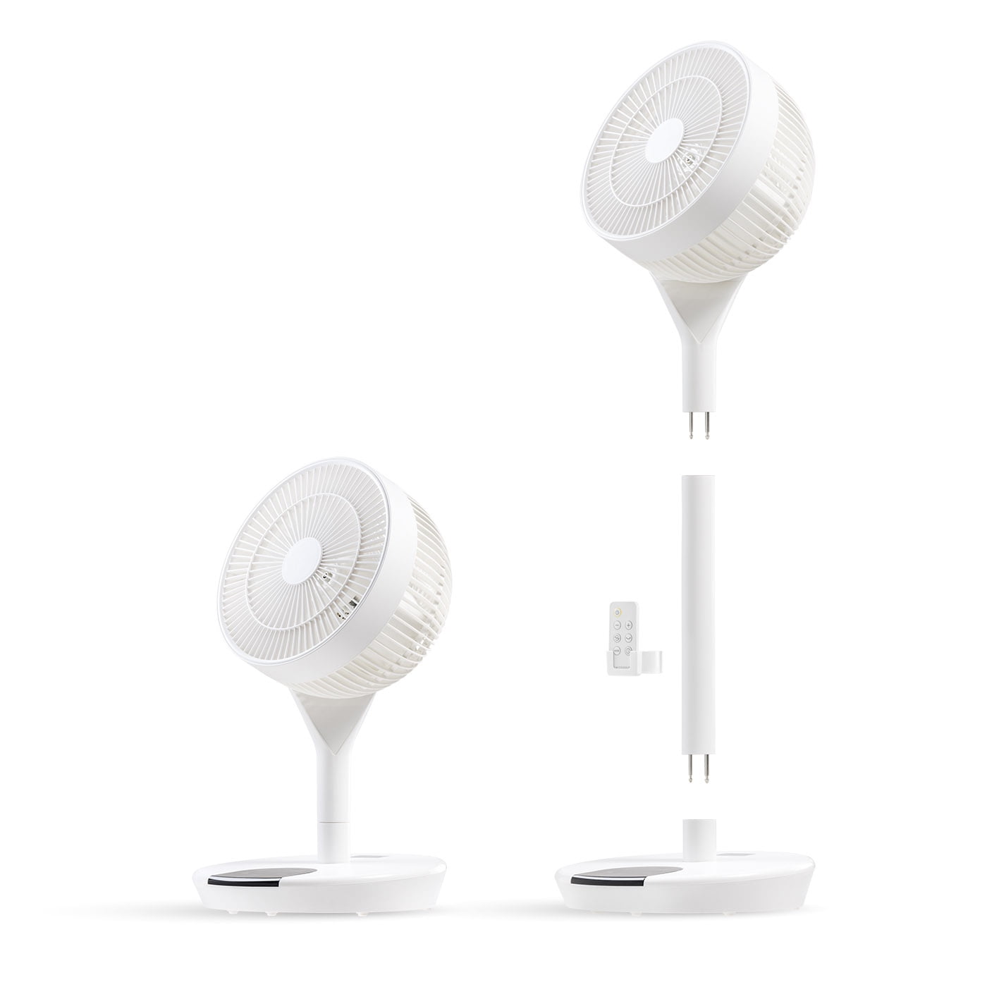 IRIS USA WOOZOO Fan, Pedestal Standing Fan with Remote, 360 Oscillating Fan, 12 Speeds, Low Noise, 8h Timer, Height Adjustable, White/Gray