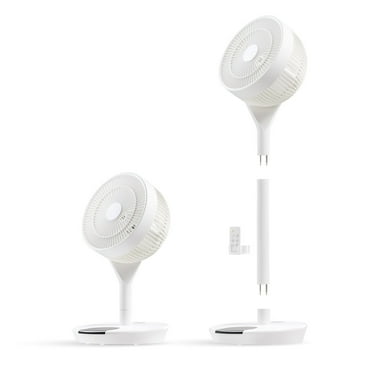 IRIS USA WOOZOO Fan, Pedestal Standing Fan with Remote, 360 Oscillating Fan, 12 Speeds, Low Noise, 8h Timer, Height Adjustable, White/Gray