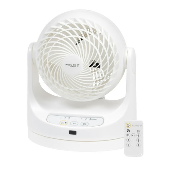 IRIS USA WOOZOO Medium Oscillating Air Circulator Fan with Remote Control, White