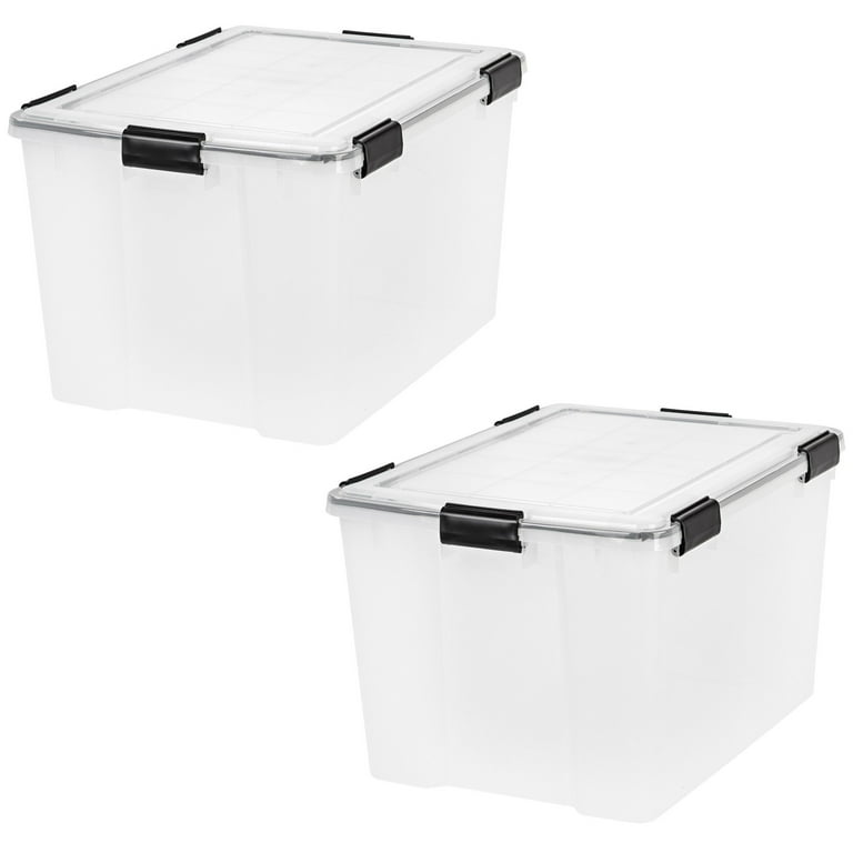 IRIS USA 33 Quart Christmas Wreath Storage Container Box with Lid, 3-Pack,  Stackable Under Bed Storage Organizer Bin with Latching Buckles for 20