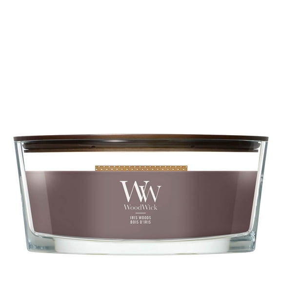 IRIS WOODS Ellipse HearthWick Flame Scented Candle by WoodWick