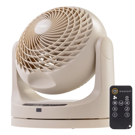 IRIS WOOZOO Oscillating Fan, Vortex Fan, Remote Equipped 3-in-1 Fan w/ Timer/ Multi Oscillation/ Air Circulator/ 3 Speed Settings, 52ft Max Air Distance, Large, Latte