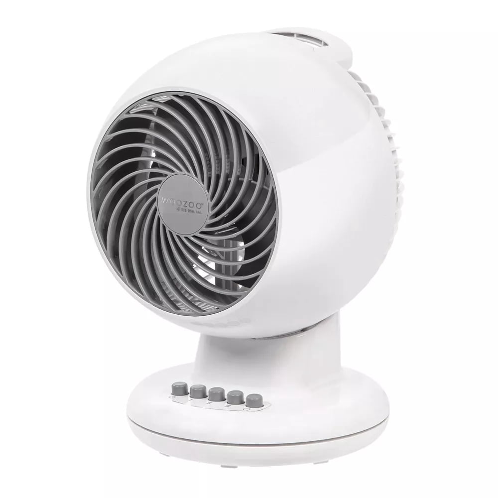 IRIS WOOZOO Oscillating Fan with Timer, 3 Speed Settings, White
