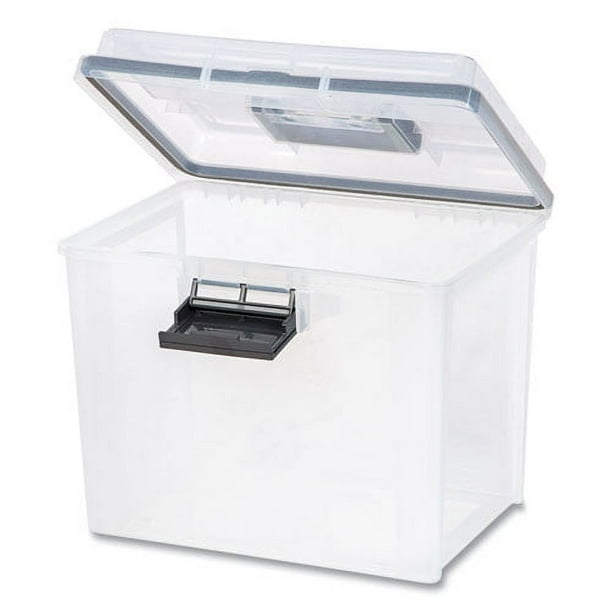 WEATHERTIGHT Portable File Box, Letter Files, 13.7 x 10.4 x 11.8, Clear/Gray Accents WEATHERTIGHT Portable File Box, Letter Files, 13.7 x 10.4 x 11.8, Clear/Gray Accents