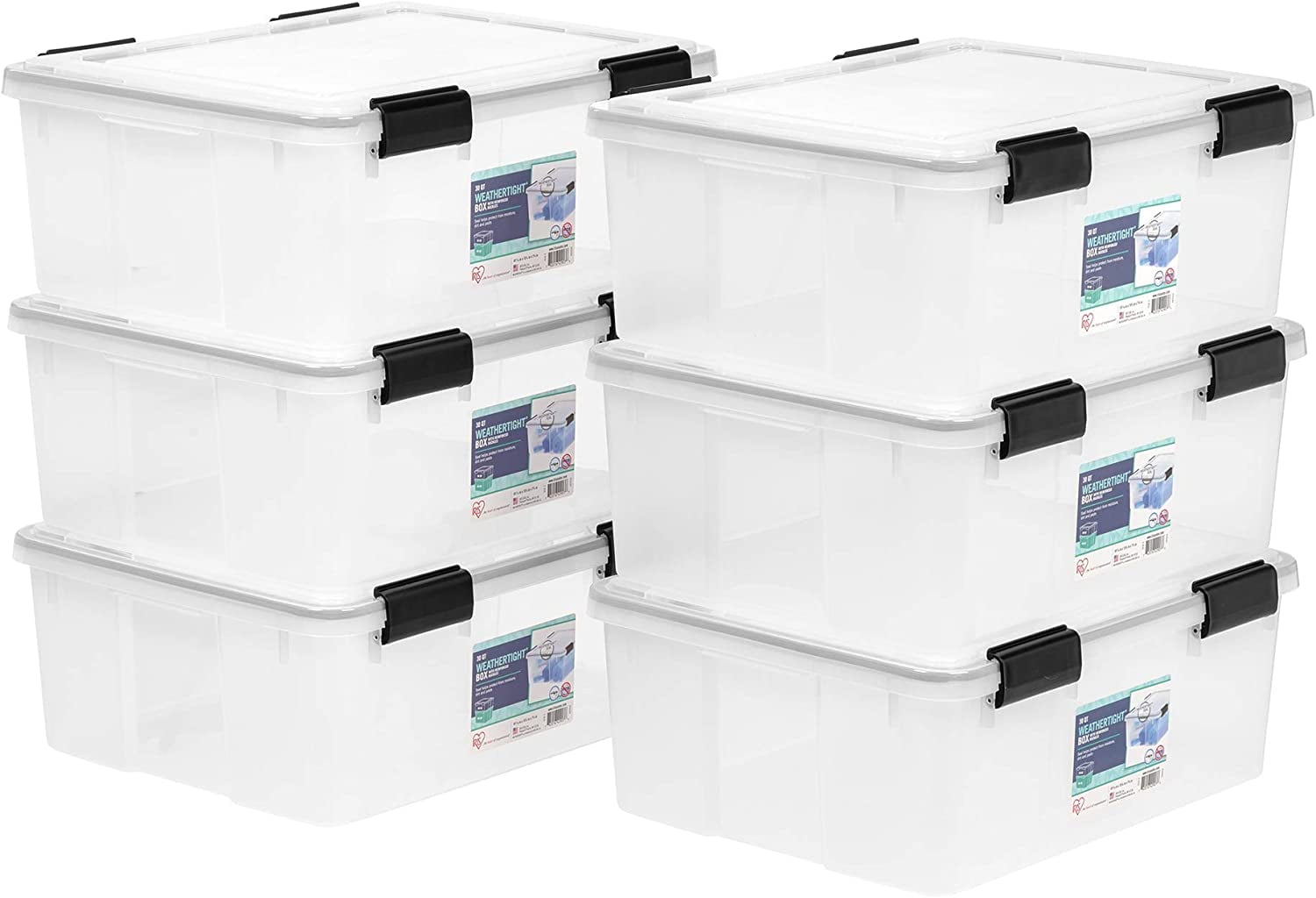IRIS Weathertight Storage Box, 30.6 Quart, 6 Pack 30.6 Qt. - 6 Pack