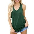 thumbnail image 1 of IRISGOD Womens V Neck Racerback Tank Tops | Summer Plain Slim Fit Sleeveless Shirts with Pocket (Jungle Green) - L, 1 of 6