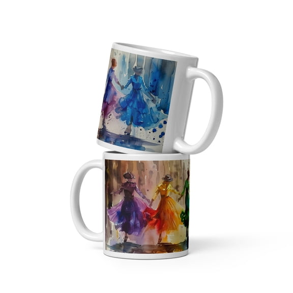 IRISH DANCERS, STREETS OF IRELAND FESTIVAL, White glossy mug