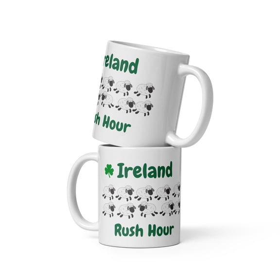 IRISH RUSH HOUR, IRELAD, FUNNY MUGS, White glossy mug
