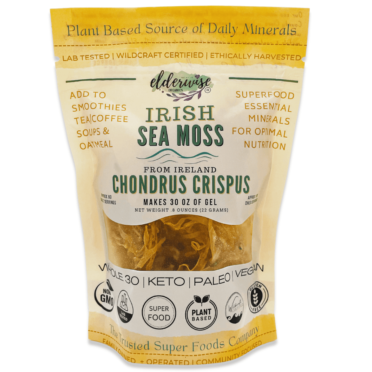 IRISH Sea Moss from Ireland - Chrondrus Crispus Sea Moss - Elderwise Organics