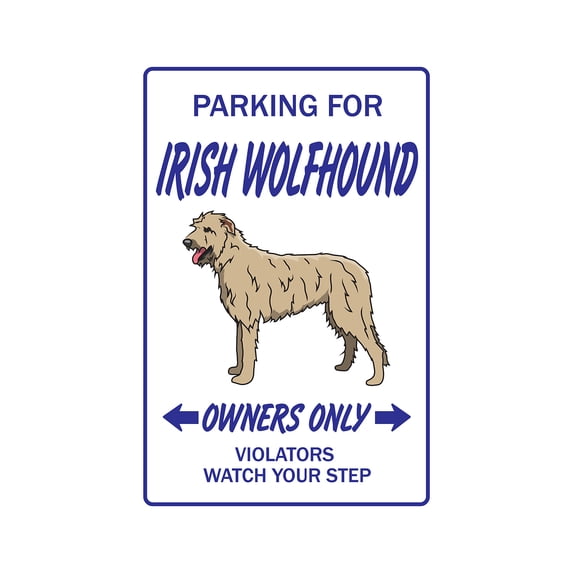IRISH WOLFHOUND Aluminum Sign dog pet parking Aluminum Signs lover breeder groomer | Indoor/Outdoor | 24" Tall