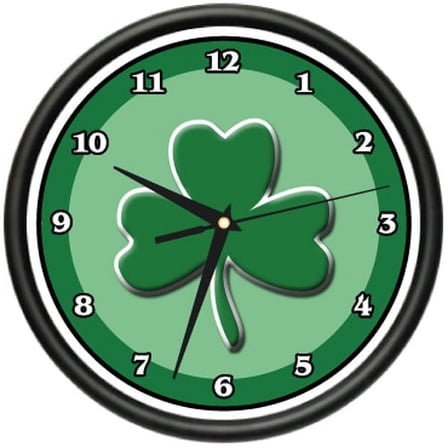 IRISH Wall Clock shamrock pub clover ireland art gift