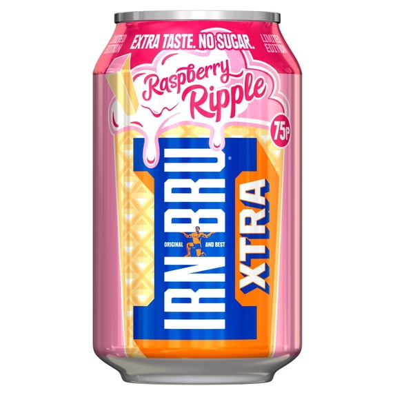 IRN-BRU Xtra No Sugar Limited Edition Raspberry Ripple Soft Drink Can 330ml (pack of 24)