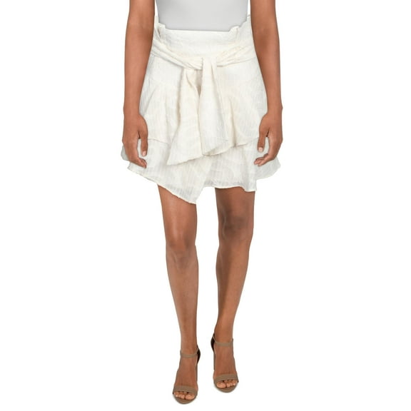 IRO Womens Ruffled Textured Flare Skirt Ivory 38