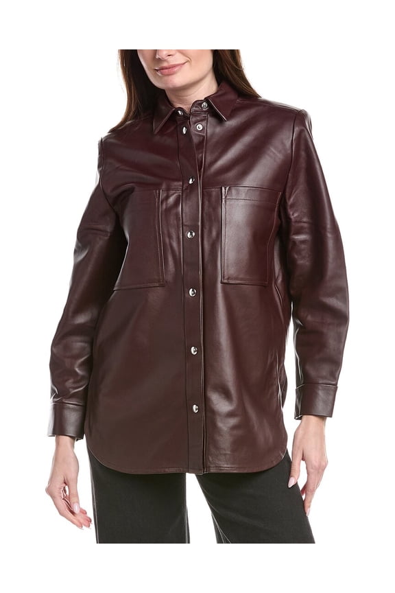 womens Alegre Leather Shirt, 34, Brown