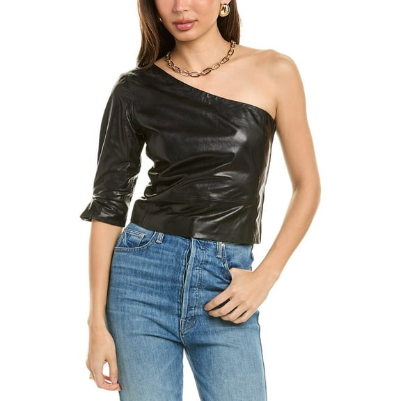 IRO womens  Ameda Leather Top, 34, Black