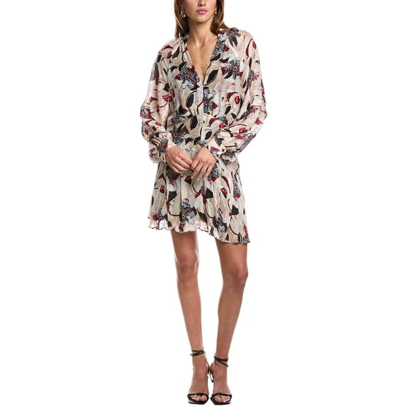 IRO womens  Darsa Silk-Blend Mini Dress, 34, Beige