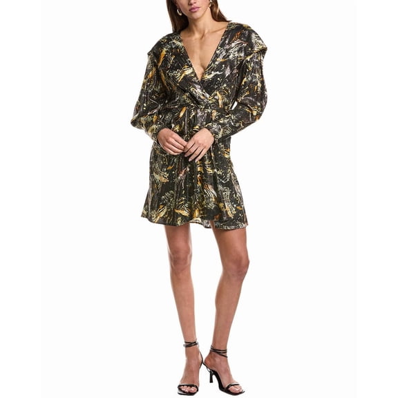 IRO womens Kanter Silk-Blend Mini Dress, 38, Black