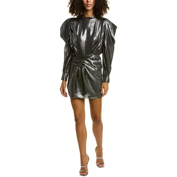 IRO womens  Kapena Silk-Blend Mini Dress, 38, Black