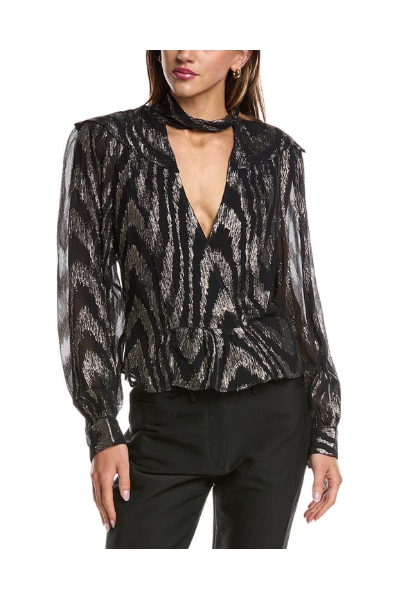 womens  Lila Silk-Blend Top, 32, Black