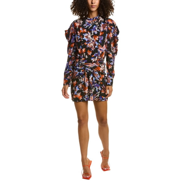 IRO womens Merera Silk-Blend Mini Dress, 36, Black
