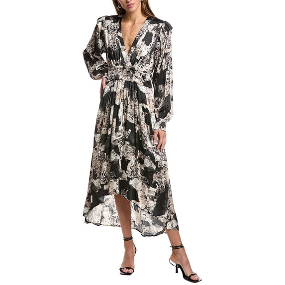 IRO womens Nuna Silk-Blend Maxi Dres, 38, Black