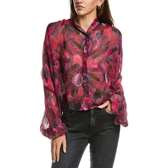 IRO womens  Paulhi Silk-Blend Top, 34, Pink