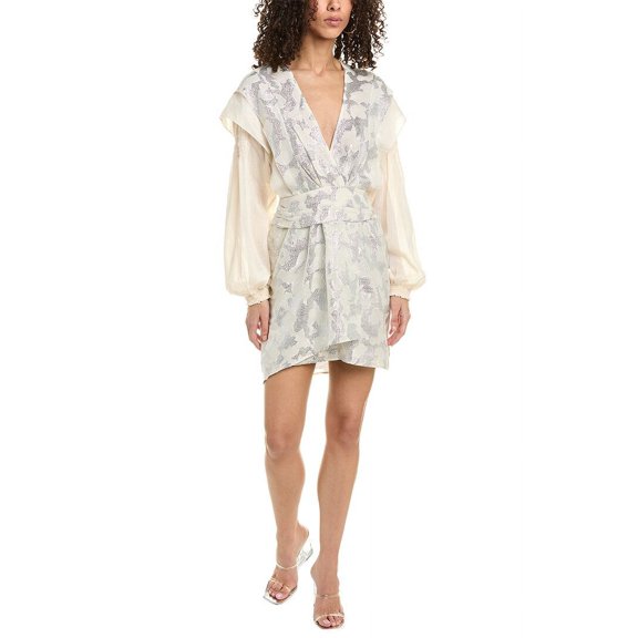 IRO womens  Surplice Silk & Linen-Blend Mini Dress, 38, White