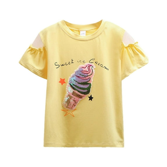 IROINNID 2-6 Years Children's Short-sleeved T-shirt Cotton Girls Summer Baby 6Y