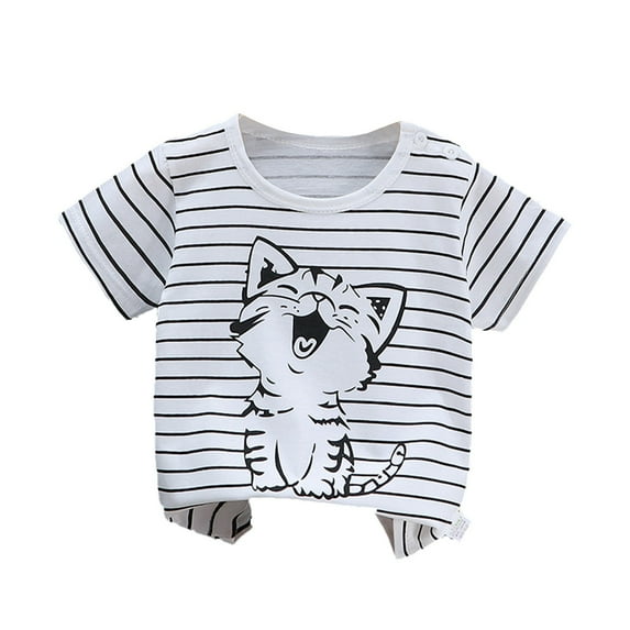 IROINNID 2-6 Years Children's Short-sleeved T-shirt Cotton Girls Summer Baby Baby Summer Boys Top 2Y