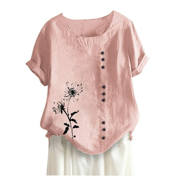 IROINNID 2023 Fashion Women Summer Comfy Leisure Print Round-Neck T-Shirt Short Sleeve Casual Blouse Tops Spring Saving