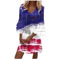 thumbnail image 1 of IROINNID 2024 Womens Hide Belly Work Casual V-Neck Print 3/4 Sleeve Dress, 1 of 5