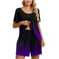 thumbnail image 1 of IROINNID 2PC Pajamas Set for Women Loose Short Sleeve Shirts with Comfy Shorts Gradient Sleepwear Pajamas Sets,Purple, 1 of 7