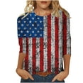 thumbnail image 1 of IROINNID 4th of July T-Shirt For Women Fashion Mid-length Blouse Casual Tops Round Neck Women Tops USA 4th Of July, 1 of 4