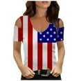 thumbnail image 1 of IROINNID 4th of July T-Shirt For Women Fashion Summer Casual Strapless Blouse Top V-Neck Women Tops 4th Of July, 1 of 5