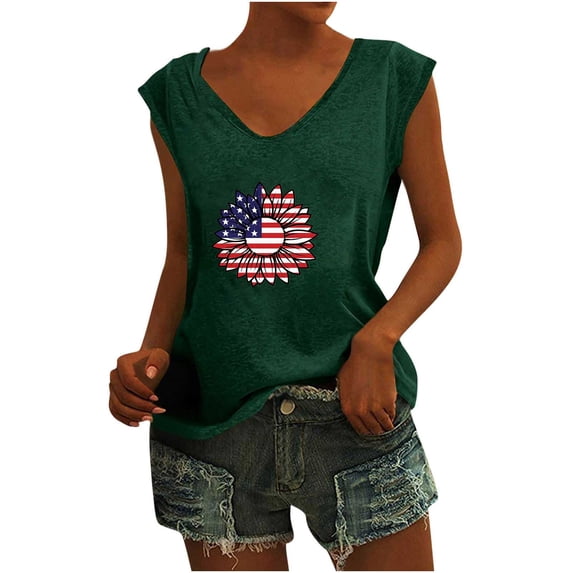 IROINNID 4th of July Tank For Women Summer Tops V-Neck July 4th Women Tops 4th Of July