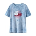 thumbnail image 1 of IROINNID 4th of July Tops for Women Round Neck T-Shirt Fashion Blouse Loose Tops Short Sleeve Tops USA July 4th, 1 of 8