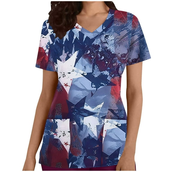 IROINNID 4th of July Tunic For Women Fashion Casual Pockets Loose Tops V-Neck Women Tops July 4th