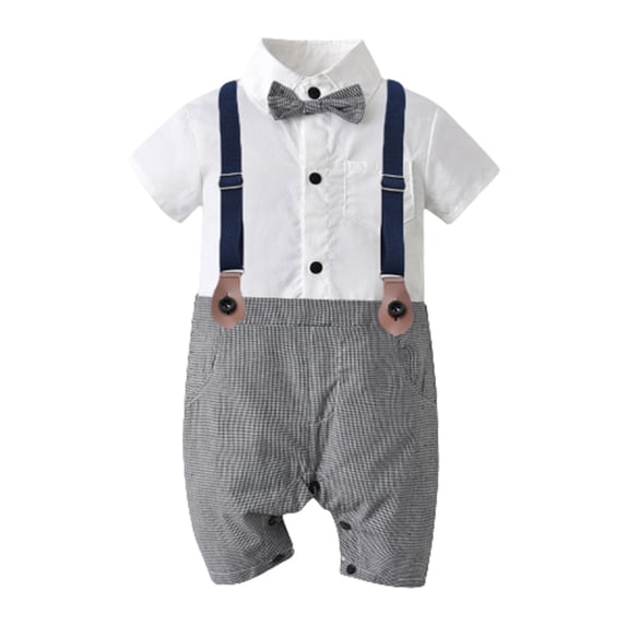 IROINNID 6M-18M Gentliman Jumpsuit Cute Trendy Style Tie Infant And Toddler Cotton Short Crawler Newborn And Crawler Suit 9M