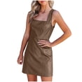thumbnail image 1 of IROINNID A-Line Dress For Women Casual V-Neck Camis Sleeveless Vest Long Dress Knee-Length Solid Color Dress, 1 of 9