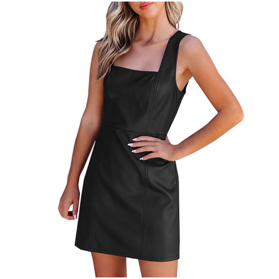 IROINNID A-Line Dress For Women Casual V-Neck Camis Sleeveless Vest Long Dress Knee-Length Solid Color Dress