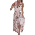 thumbnail image 1 of IROINNID A-Line Dress For Women Fashion Casual England Loose Sleeveless Print Floor-Length Dress V-Neck Full-Length Dress, 1 of 6