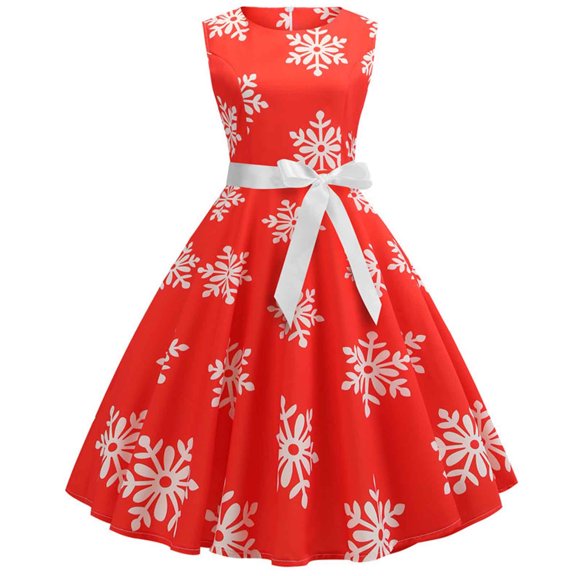 IROINNID A-Line Dress For Women Long Sleeve Round Neckline Temperament Crew Neck s Christmas Dress Without Sleeve Strapless Print Dress