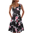 thumbnail image 1 of IROINNID A-Line Dress For Women Sleeveless Round Neckline Casual Dress Flower Knee-Length Beach Dress Regular Print Dress, 1 of 9